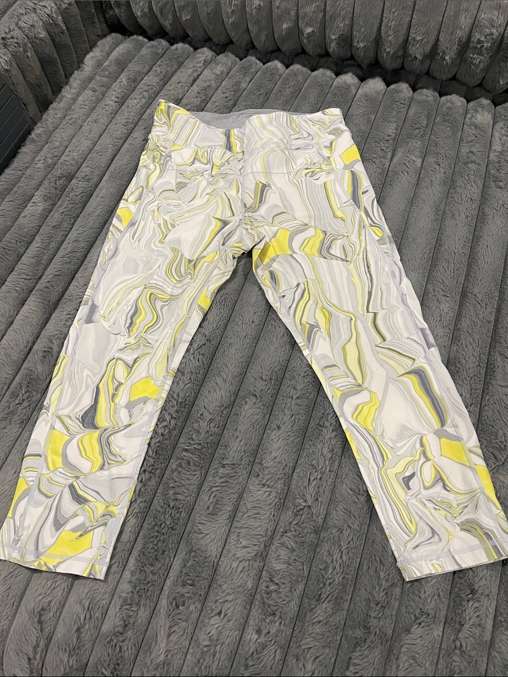 Calvin Klein Gray Leggings with Yellow Stripe Detail